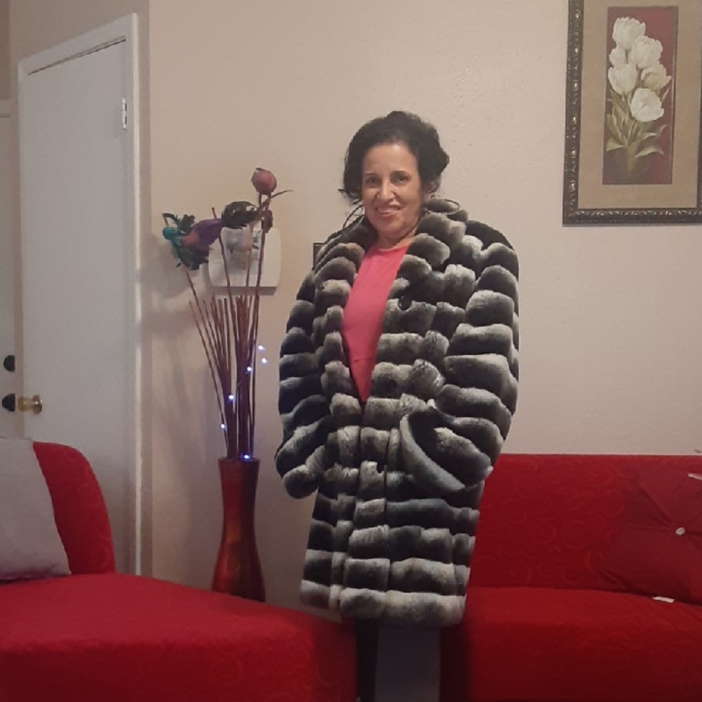 Midnight Velvet Luxurious Black and White Coat